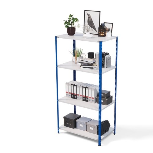 Стеллаж металлический ТС Лайт, синие стойки, 2000x1000x500 мм. Полки: 4 шт. металл (ТС 200100504с)