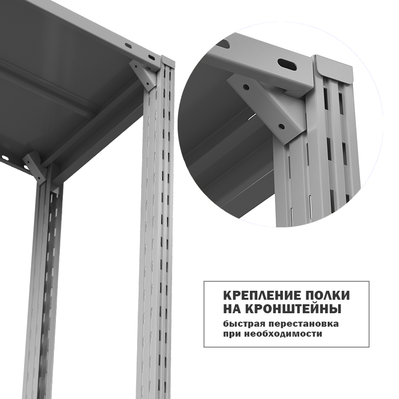 Полка ГТС Универсал с кронштейнами, 1000x800 мм., метал., до 300 кг – изображение №4