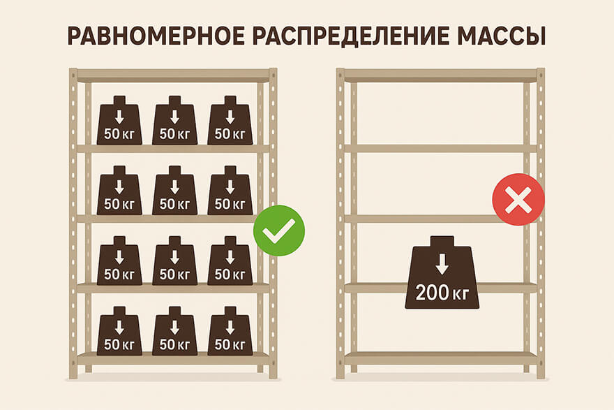 Распределение нагрузки на полки