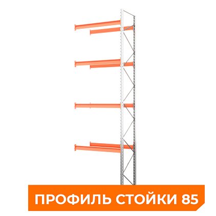 Секция приставная стеллажа металлического паллетного 6000х1800х1100 мм. Ярусы: пол+4
