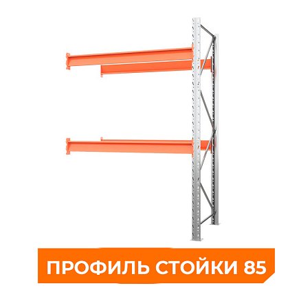 Секция приставная стеллажа металлического паллетного 2500х1800х1100 мм. Ярусы: пол+2