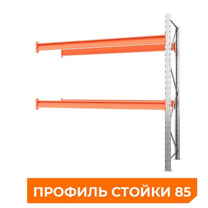 Секция приставная стеллажа металлического паллетного 3500х2700х1100 мм (85.1.5). Ярусы: пол+2